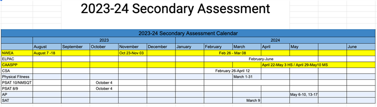 2023-2024 Assessment Calendar